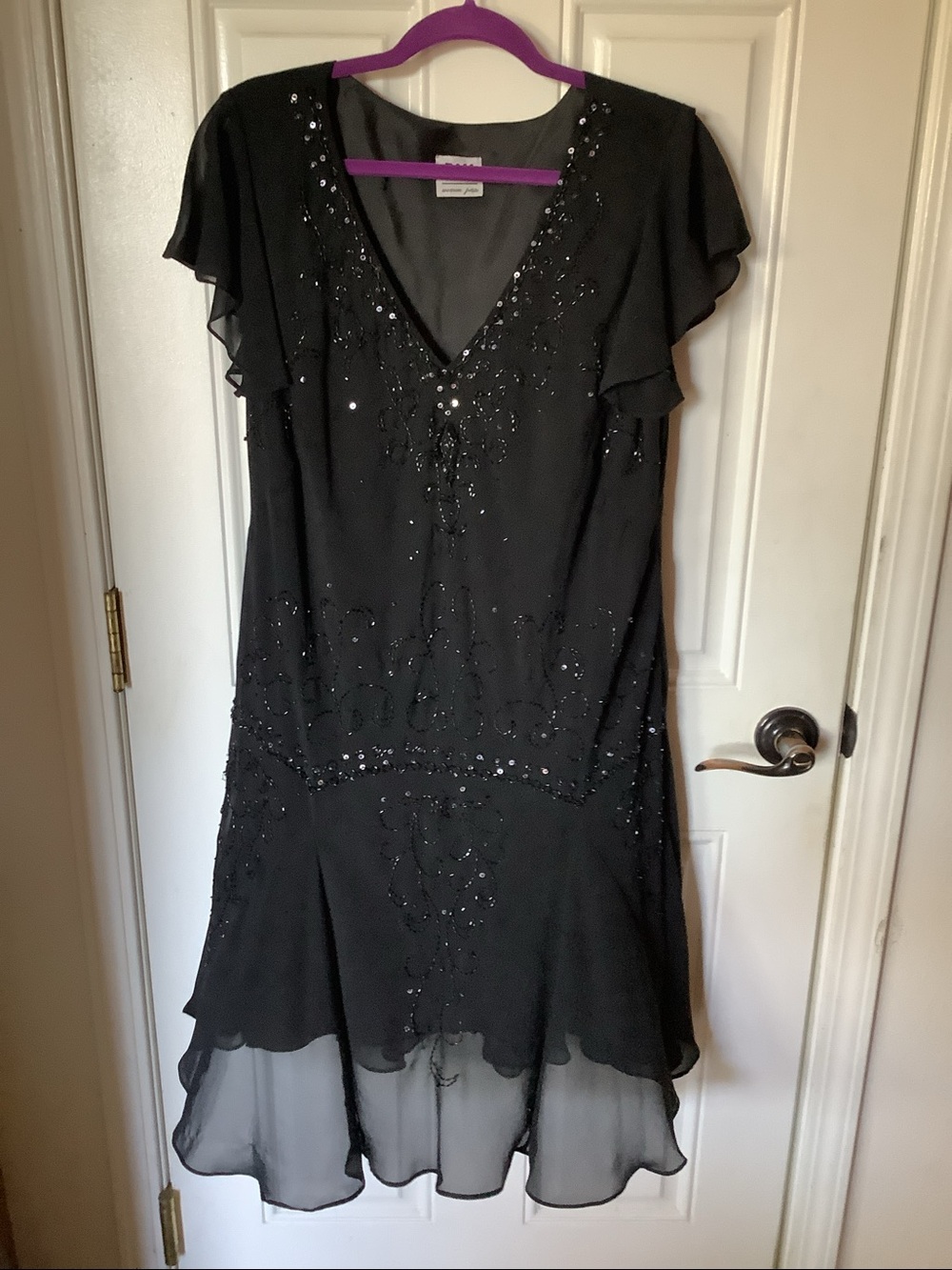 R&M Richards Black Maxi Dress with Sequins